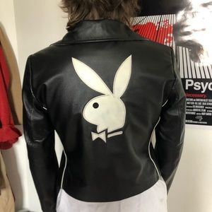 Playboy leather jacket. size: SM genuine leather!
